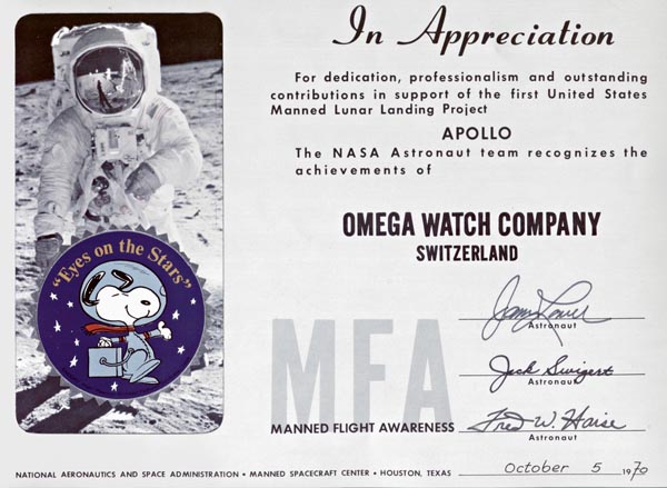 Omega vinh dự nhận "Giải thưởng Snoopy"